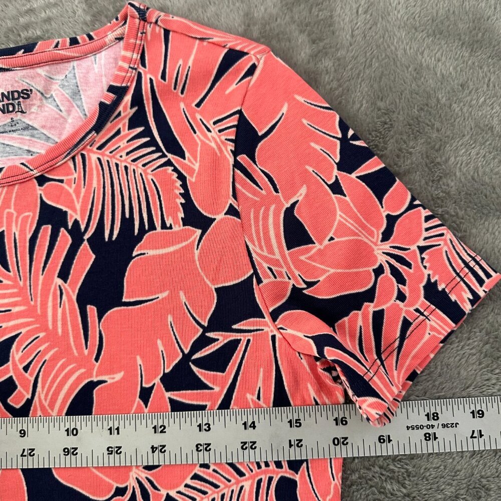 Lands' End Coral Navy 100% Cotton Tee Shirt Women's SMALL 6/8 - Picture 4 of 5
